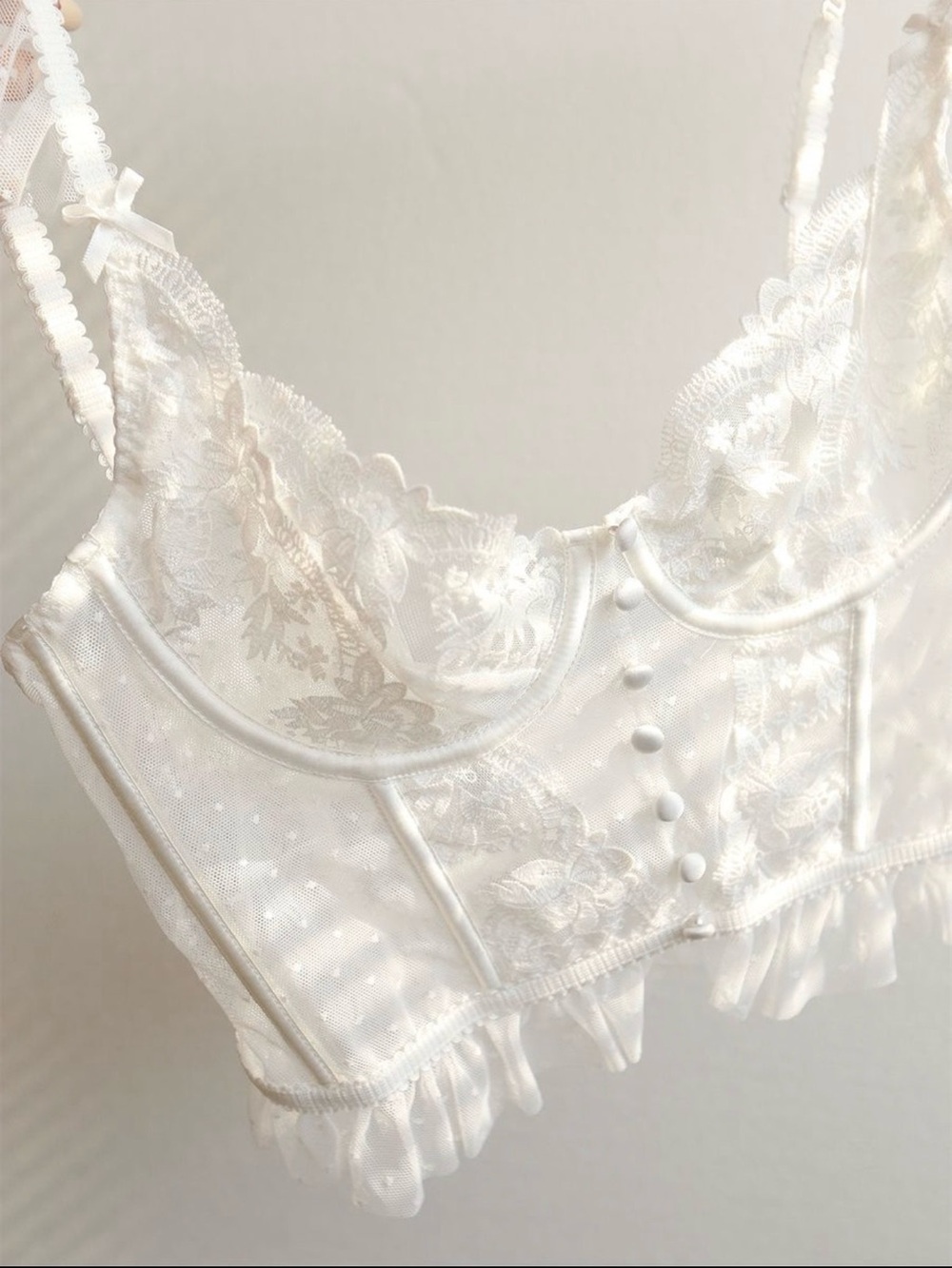 Commense Lace Longline Bralette - White